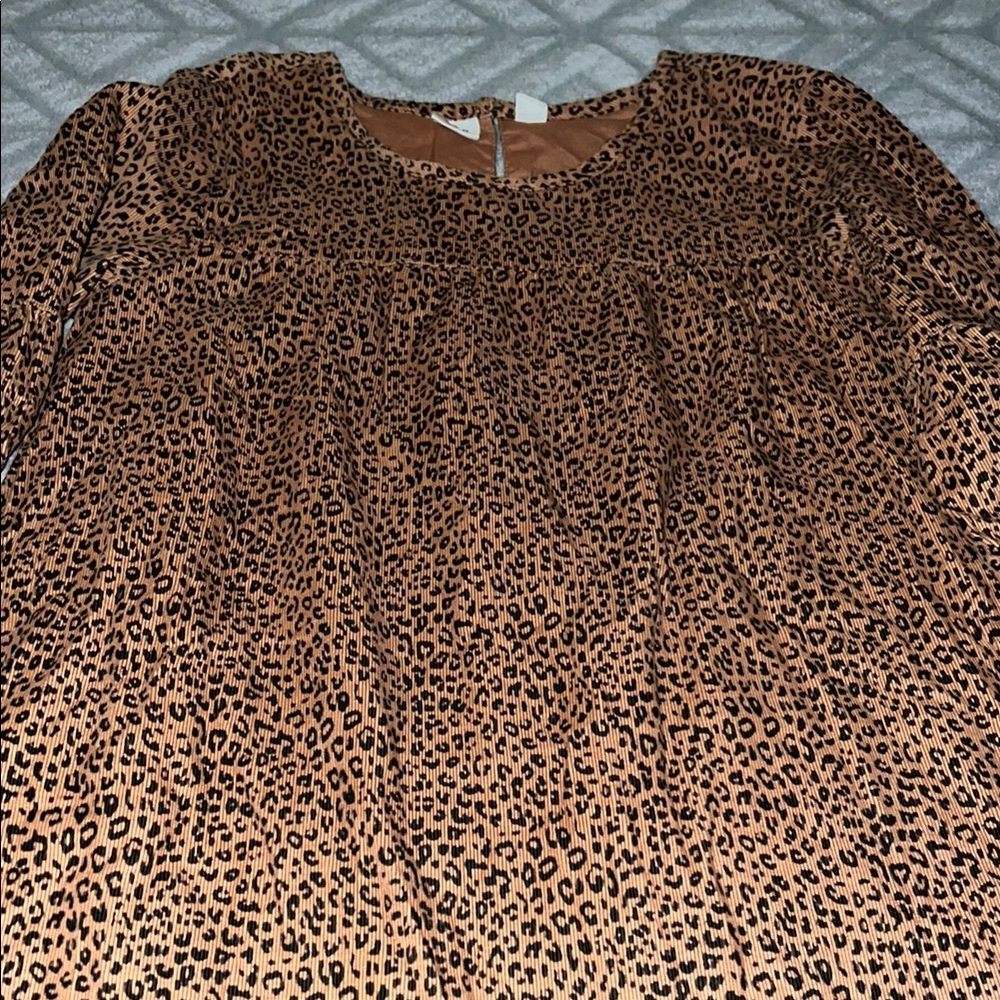 Gap Kids Girls Medium Tiered Corduroy Dress Leopard Print Size Large Lined